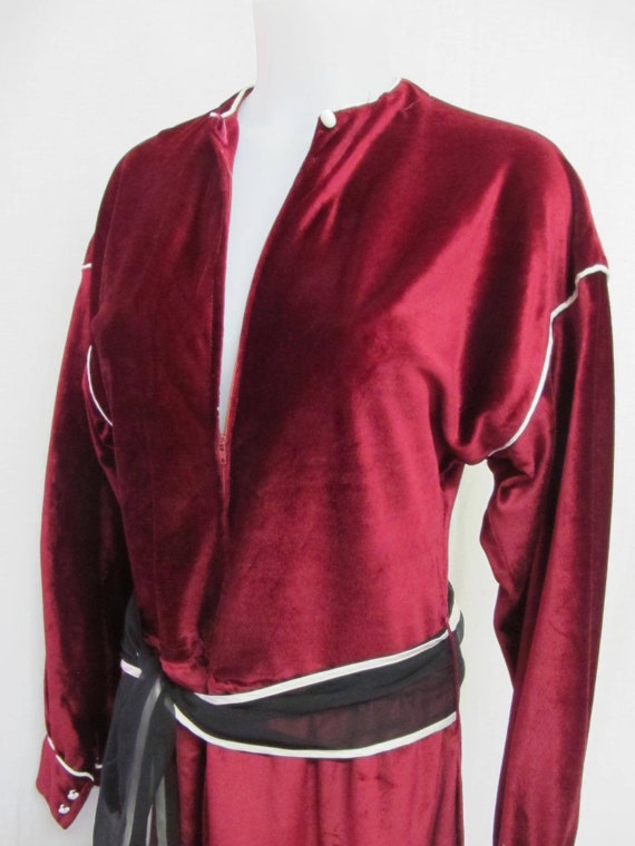 Goth Velvet House Dress Full Length Burgundy Fron