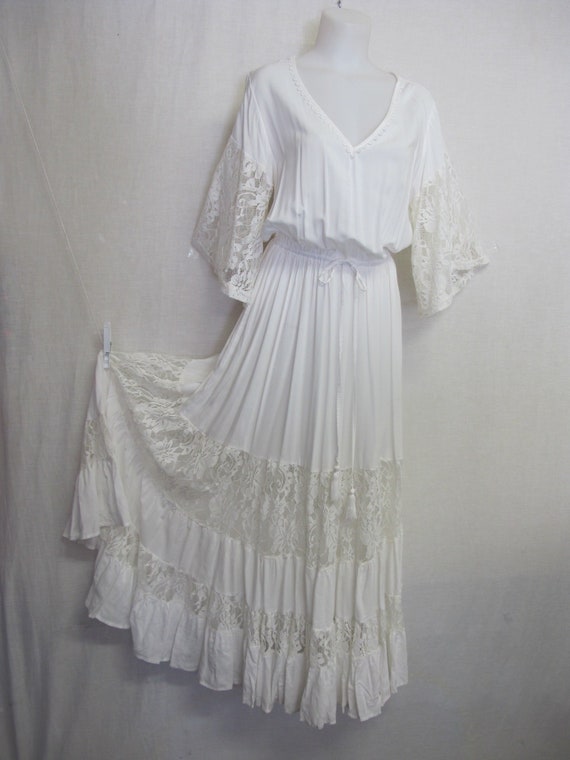 white peasant wedding dress