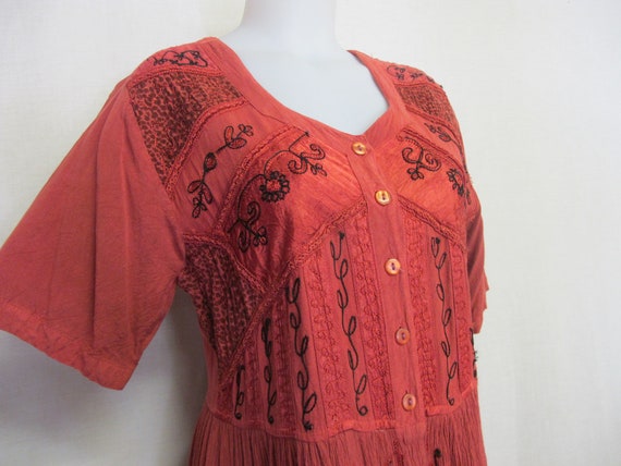 Boho Dress Peasant Dress Hippie Dress Crinkle Rayo