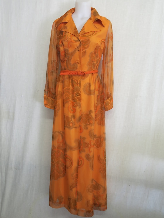 Alfred Shaheen Hawaiian MAXI Dress Silk Chiffon M… - image 2