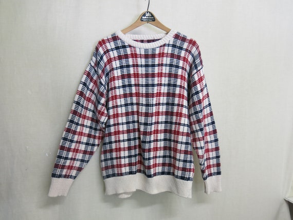 1990 Plaid Cotton Sweater Preppy Sweater Summer S… - image 4