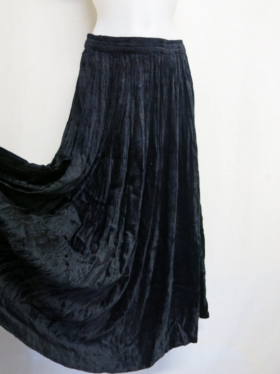 Crushed Velvet Skirt Black Goth Velvet Skirt Rayon