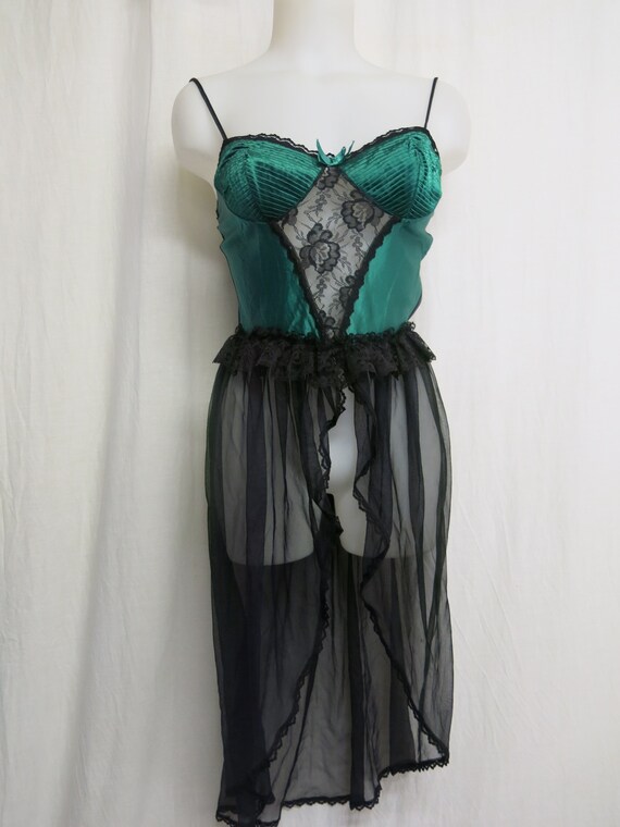 Sheer Nightgown Burlesque Style 1970's Nylon Nigh… - image 3