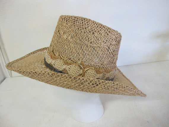 Straw Cowboy Hat Hippie Hat Summer Cowboy Rockabil