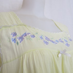 Cotton Gauze Nightgown Cotton Nightgown Pale Yellow Nightgown S/M image 1