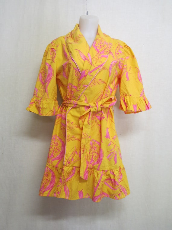 Resort Cotton Short Kimono  Robe M/L French Flora… - image 3