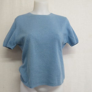 Cashmere Sweater Short Sleeve Sweater Pinup Sky Blue Brooks Bros