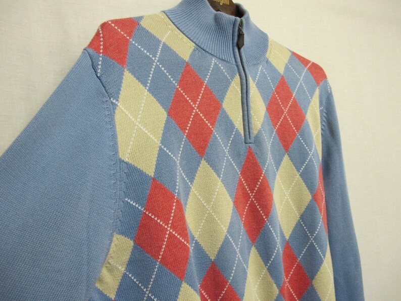 Argyle Pullover Sweater Brooks Brothers Retro Sweater Zipper Pima Cotton image 3