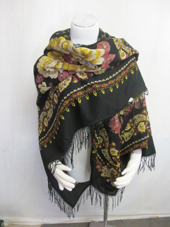 Wool Shawl Fringe Shawl Floral Shawl Challis Shawl