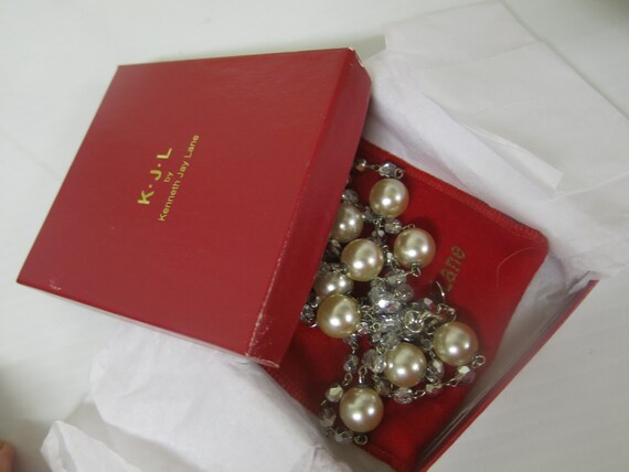 Kenneth Jay Lane Necklace Faux Pearl and Crystal … - image 3