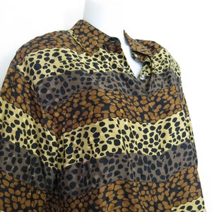 Silk Blouse Tiger Leopard Silk Blouse Large 12 Maggie London