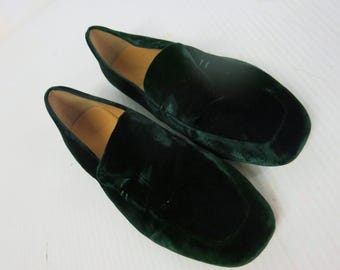 Banana Republic Green Velvet Loafers Size 5.5 | Emerald Smoking Slippers Old Money Preppy Holiday Shoes