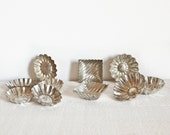 Set of 9 vintage chocolate mold - Small chocolate tins - Rustic and French country kitchen home decor French chocolaterie French collectible