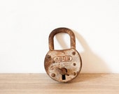 Antique french lock ABUS - Rusty padlock - industrial Steampunk