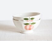 Set of 2 French vintage mini bowls - White with apple Café au lait bowl - Shabby chic - Rustic french country