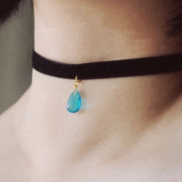 hina's choker - weathering with you inspired necklace choker | rain drop bead