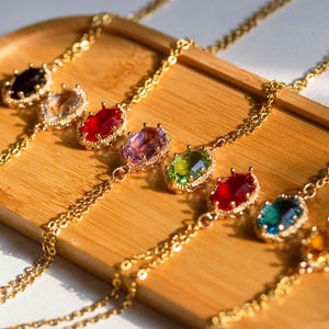twisted wonderland dorm gem necklaces | TWST | magestone | glass crystal | dainty | elegant | magic gems