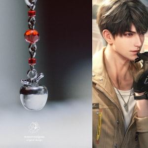 apple keychain caleb | love and deepspace | silver apple charm |  恋与深空 | 恋と深空
