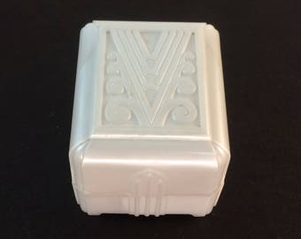 Vintage Celluloid Ring Box Art Deco White Diamond Engagement Ring Box Wedding Ring Box Proposal Presentation Box Antique Jewelry Display