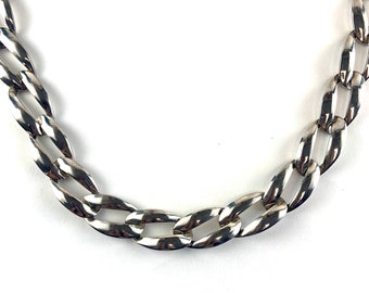 Vintage Mid Century Heavy Chain Link Necklace Silver Metal Modernist 18.5" Necklace 1960s Antique Estate Jewelry Gift for Her