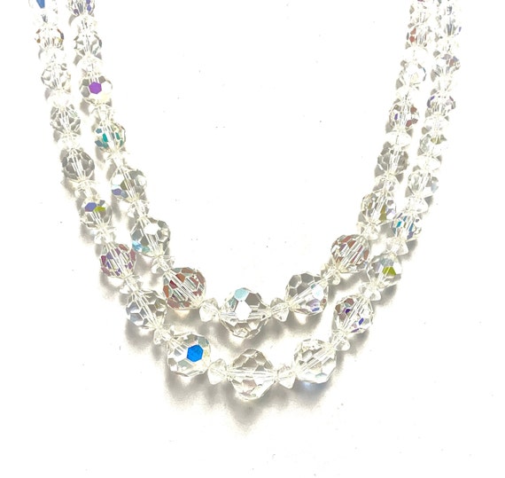 Vintage Crystal Beaded Necklace 2 Strands Faceted… - image 4