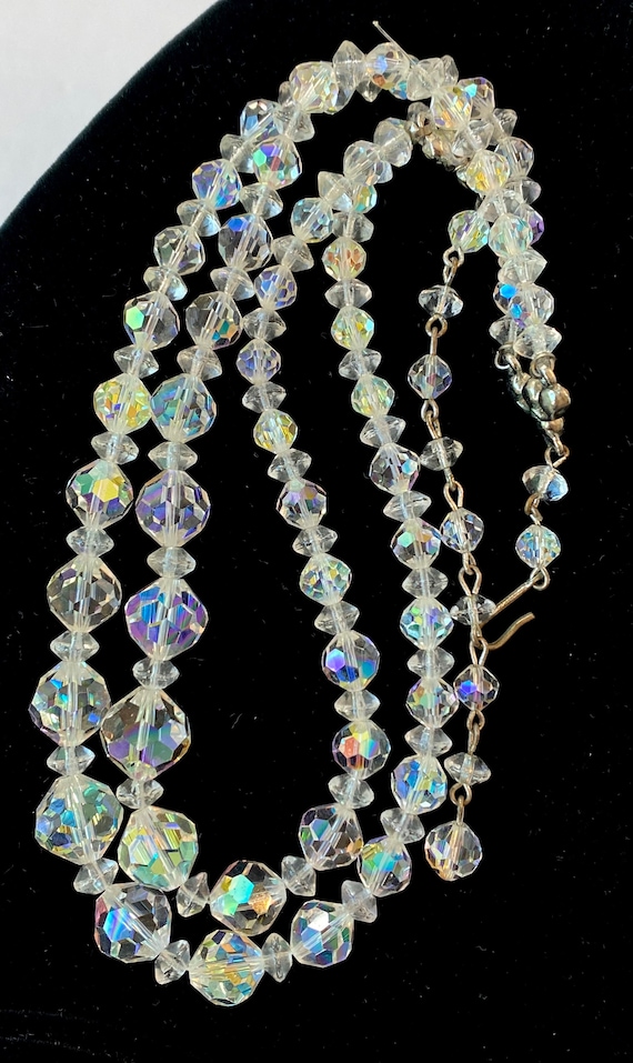 Vintage Crystal Beaded Necklace 2 Strands Faceted… - image 5