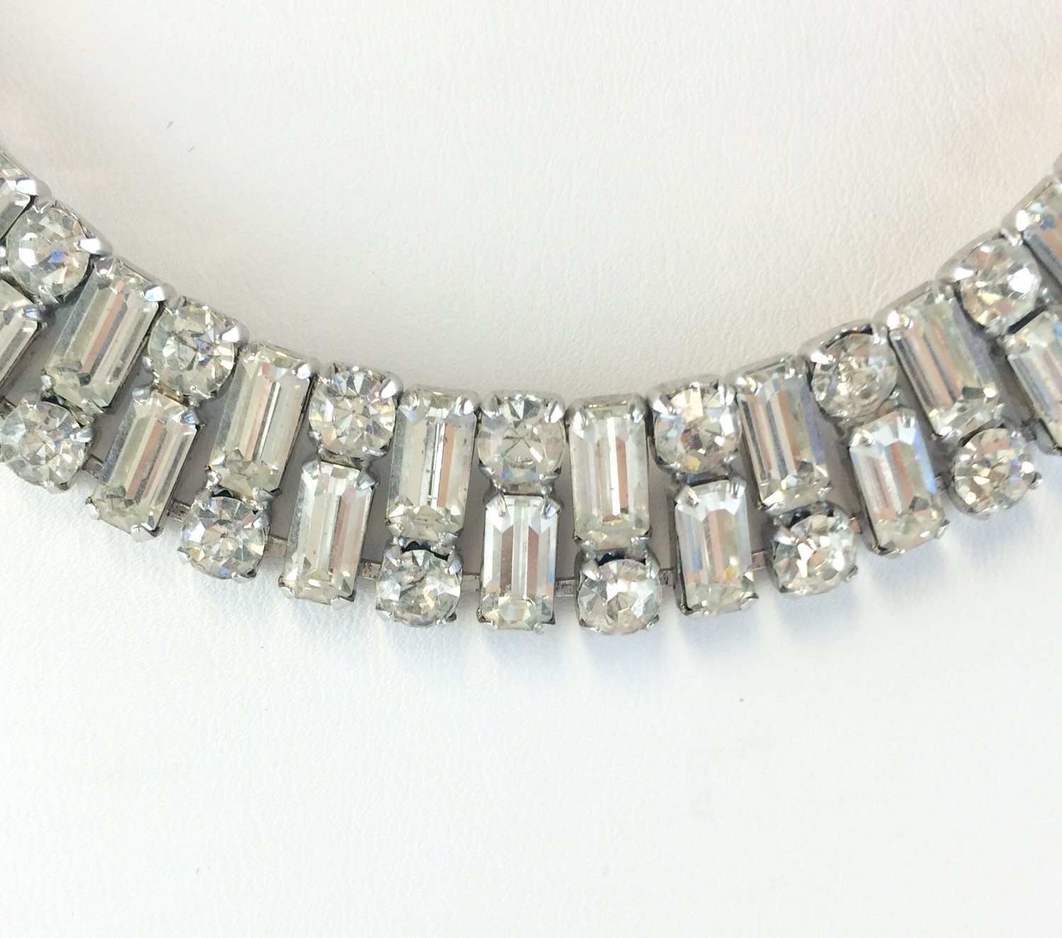 Vintage Rhinestone Wedding Choker Necklace 1960s Clear Crystal | Etsy