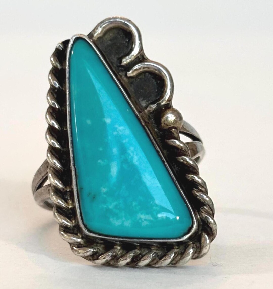 Vintage Navajo Turquoise Ring Native American Sterling Silver Blue ...