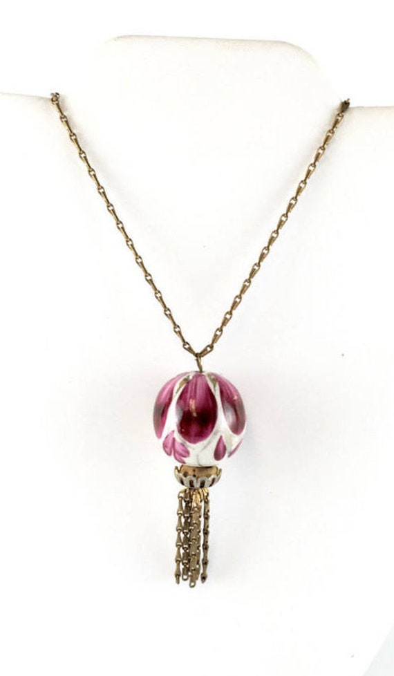 Vintage Essential Oil Diffuser Necklace Mid Centu… - image 2