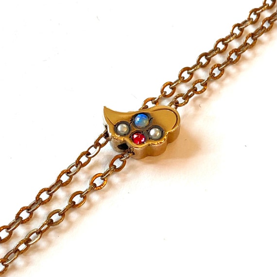 Vintage OPAL Slide Chain Necklace Victorian Gold Fill… - Gem