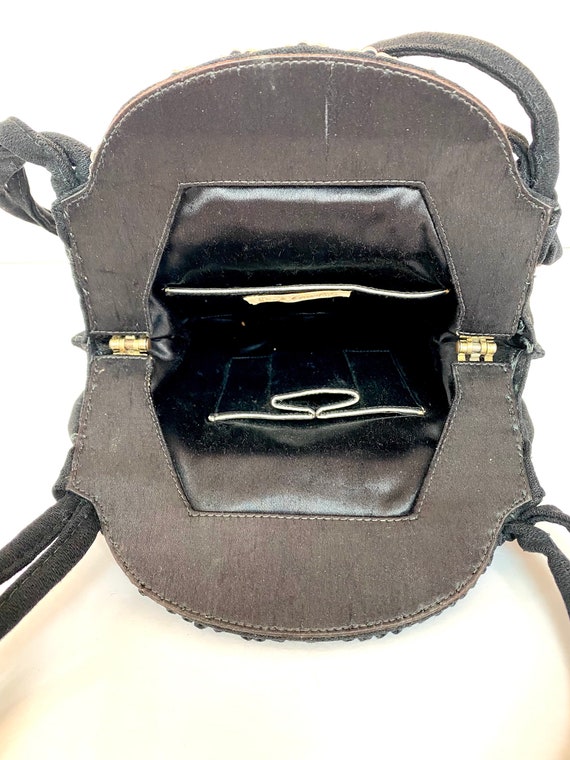 Vintage Black 1940s Purse Wedding Handbag Bridal … - image 4