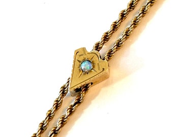 Vintage OPAL Slide Chain Necklace Victorian Gold Filled Lorgnette Pocket Watch Chain Longuard Muff Chain 1900 Antique Estate Jewelry Gift