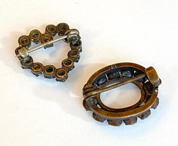 Vintage Czech Paste Heart Pin Set of 2 Tiny Small… - image 10
