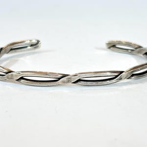 Vintage Sterling Silver Rope Bracelet Mid Century 925 Stacking Cuff Antique Estate Jewelry