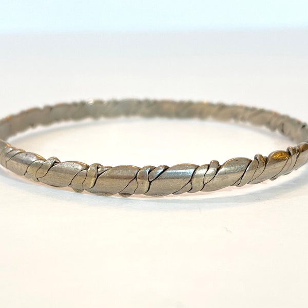 Vintage Sterling Silver Bangle Bracelet Old Mexican Signed Mexico 925 Stacking Twist Bracelet Mid Century Antique Estate Jewelry Gift