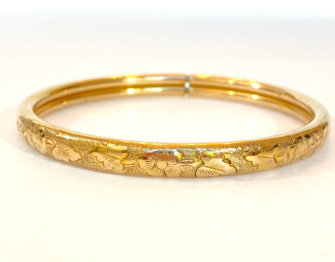 Vintage Gold Filled Bangle Bracelet Victorian Etched Engraved Etsy