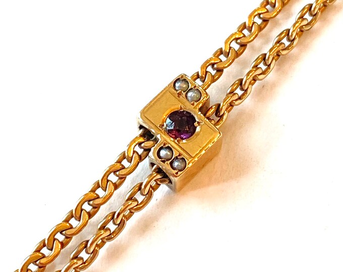 Vintage Victorian Slide Chain Necklace Edwardian Pearl & Etsy