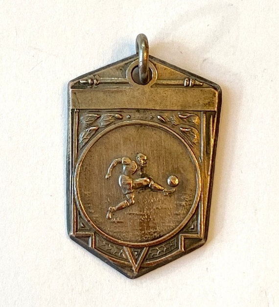 Vintage Art Deco Silver Medal Fob Soccer Sports At