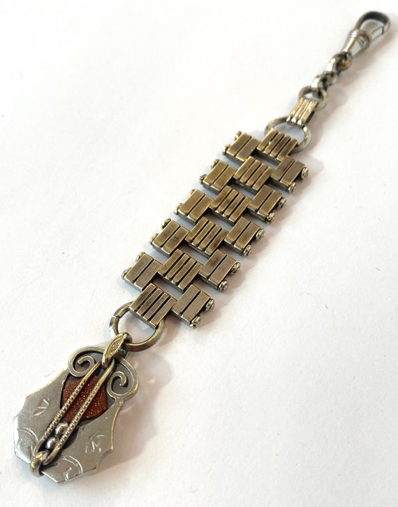 Vintage Pocket Watch Chain & Fob Victorian Silver… - image 3