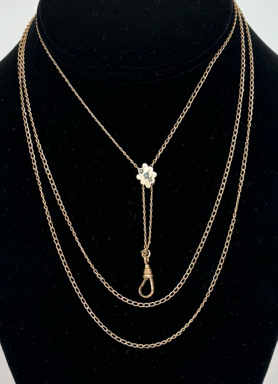 Vintage OPAL Slide Chain Necklace Antique Victori… - image 2