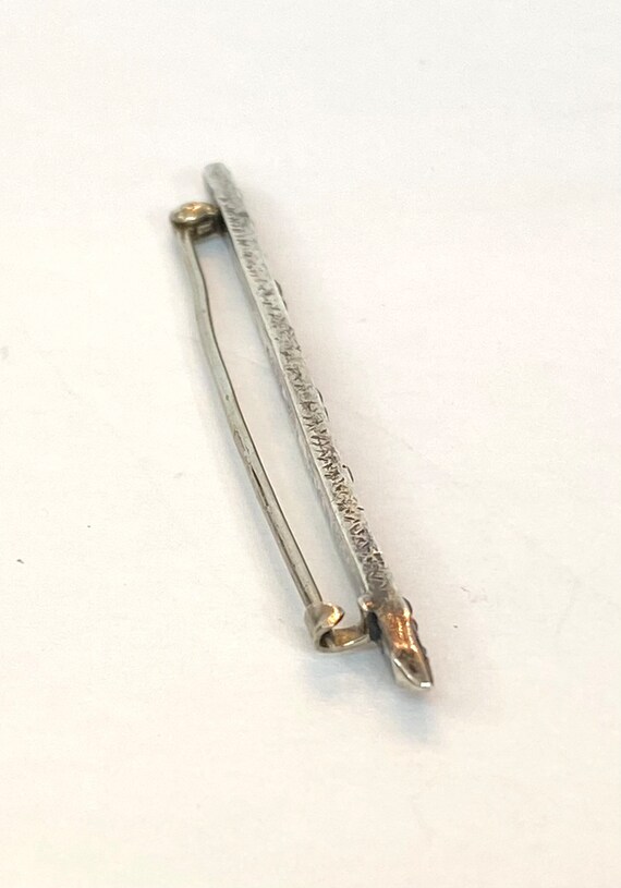 Vintage Sterling Silver Rhinestone Bar Pin Edward… - image 7