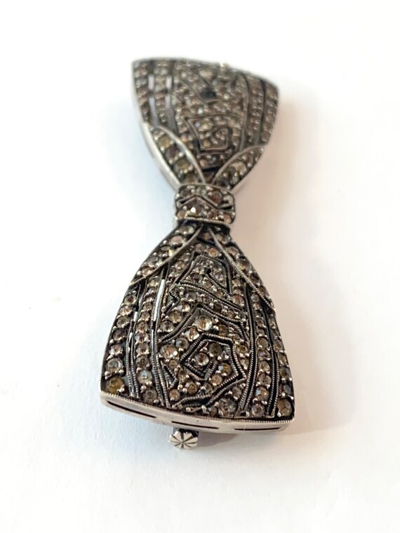 Antique FRENCH Sterling Silver Diamond Paste Pin … - image 4