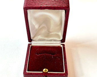 Antique Victorian Ring Box Vintage Red Burgundy Edwardian Jewelry Display Wedding Engagement Proposal Ring Box Push Button Estate Gift