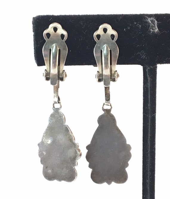 Vintage Long Black Glass Dangle Earrings Boho Hip… - image 8