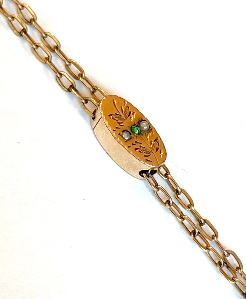 Vintage Victorian Slide Chain Necklace Edwardian Pearl & Green Etsy