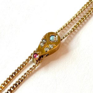 Vintage OPAL Slide Chain Necklace Victorian Gold Filled Lorgnette Pocket Watch Chain Longuard Muff Chain 1900 Antique Estate Jewelry Gift