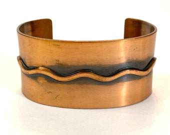 Vintage Matisse Renoir Style Copper Cuff Bracelet Modernist Mid Century 1950s 1960s Wide Copper Bracelet Antique Estate Jewelry Gift