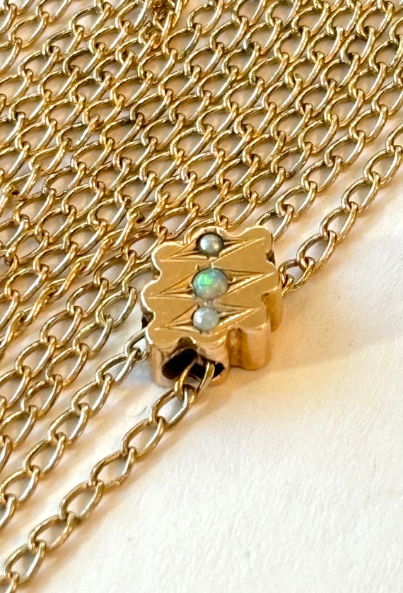 Vintage OPAL Slide Chain Necklace Antique Victori… - image 3