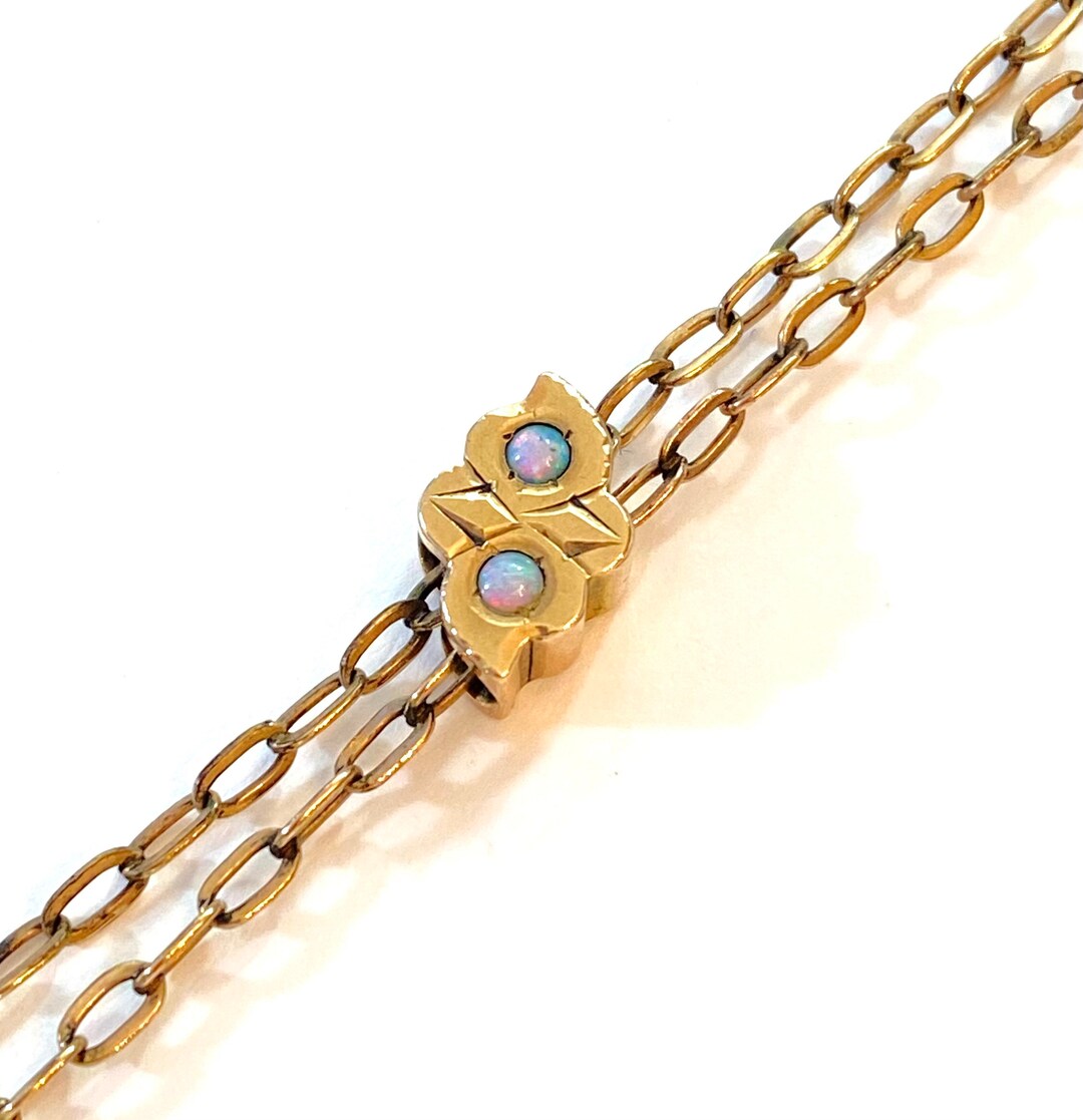 Vintage OPAL Slide Chain Necklace Victorian Gold Etsy