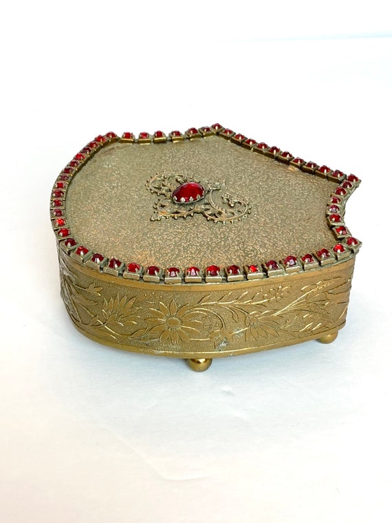 Antique Jeweled Jewelry Box Victorian Casket Gold… - image 4